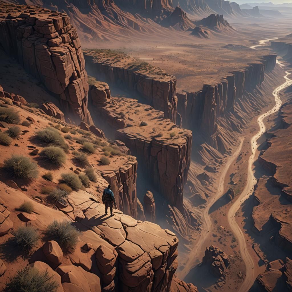 Desert Cliffside Despair: A Detailed Matte Painting
