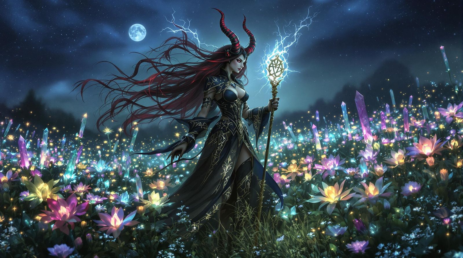 Female Demon in Crystal Flower Field