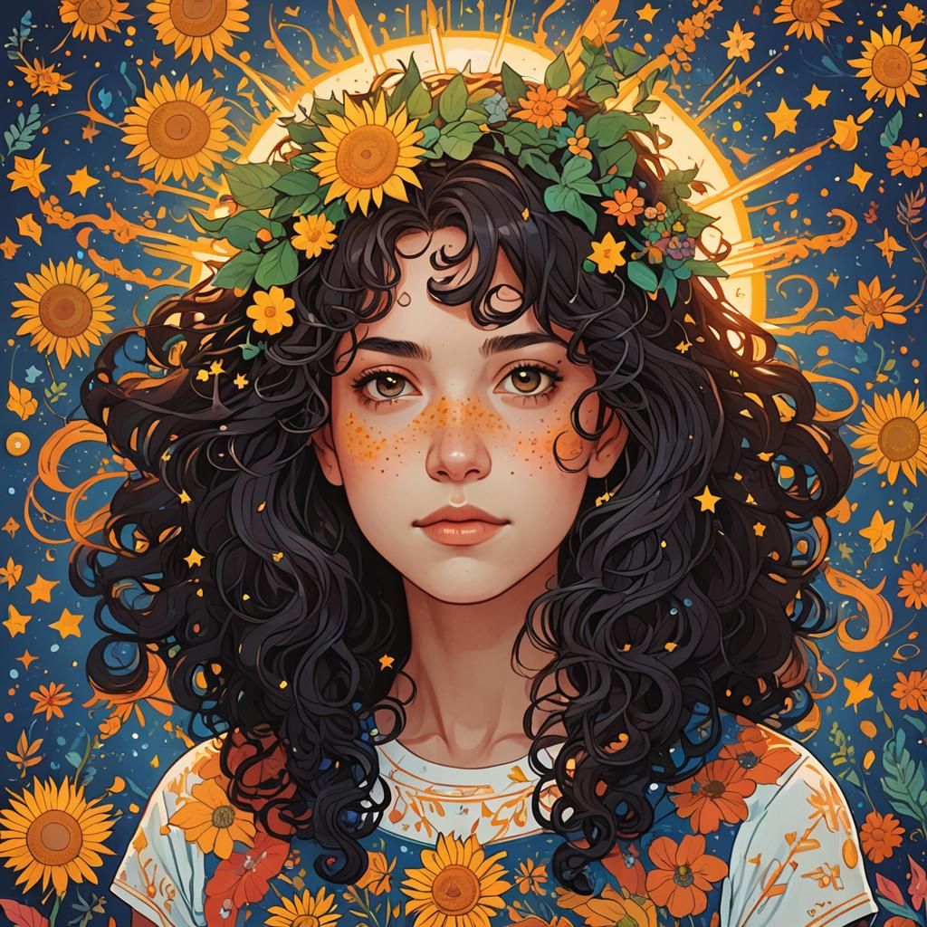 Magical Sun-Kissed Portrait with Gravity-Defying Hair