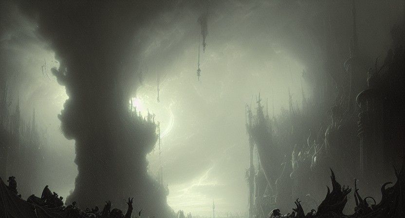 Horrific Tartarus Depicted in Gothic Horror Style