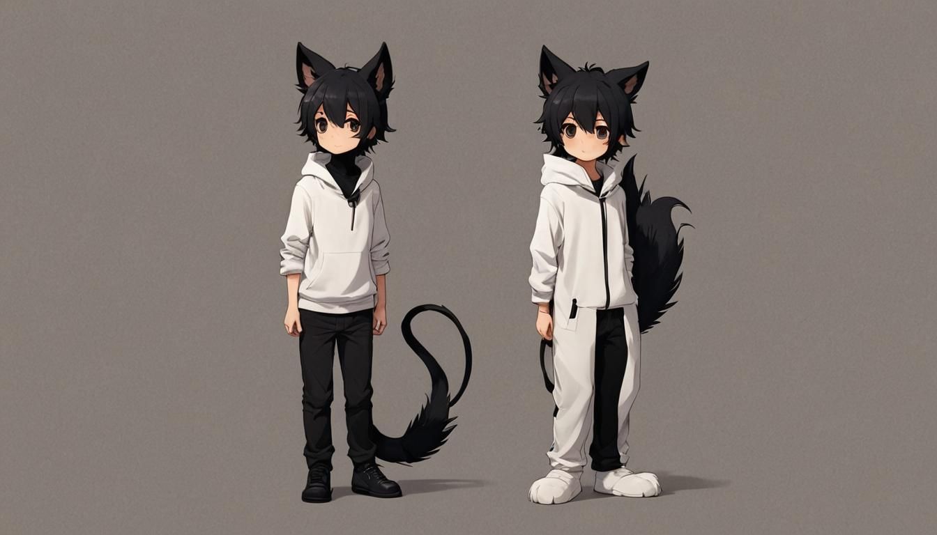 Furry Human-Sized Boy with Black Ears and Tail
