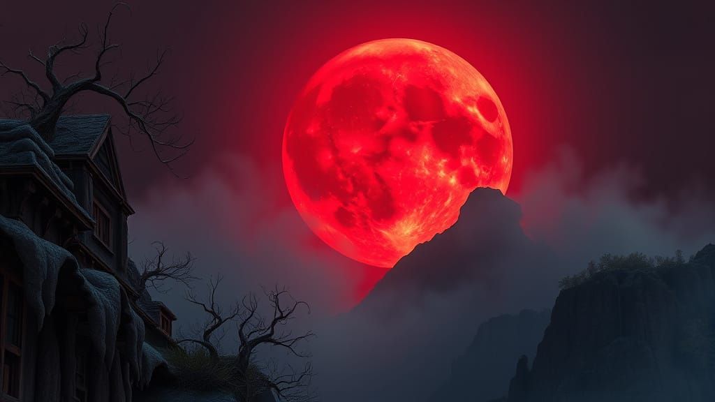 Hematite Moon Transforms into Blood Moon in Fantasy Art