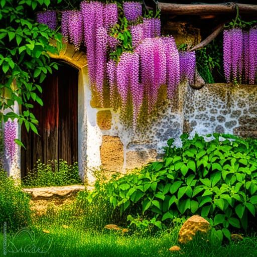Wisteria Vines Adorn Abandoned House