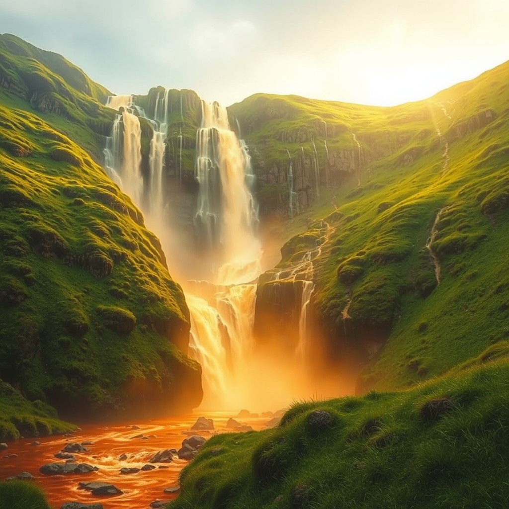 Honey Waterfall in Dreamlike Landscape