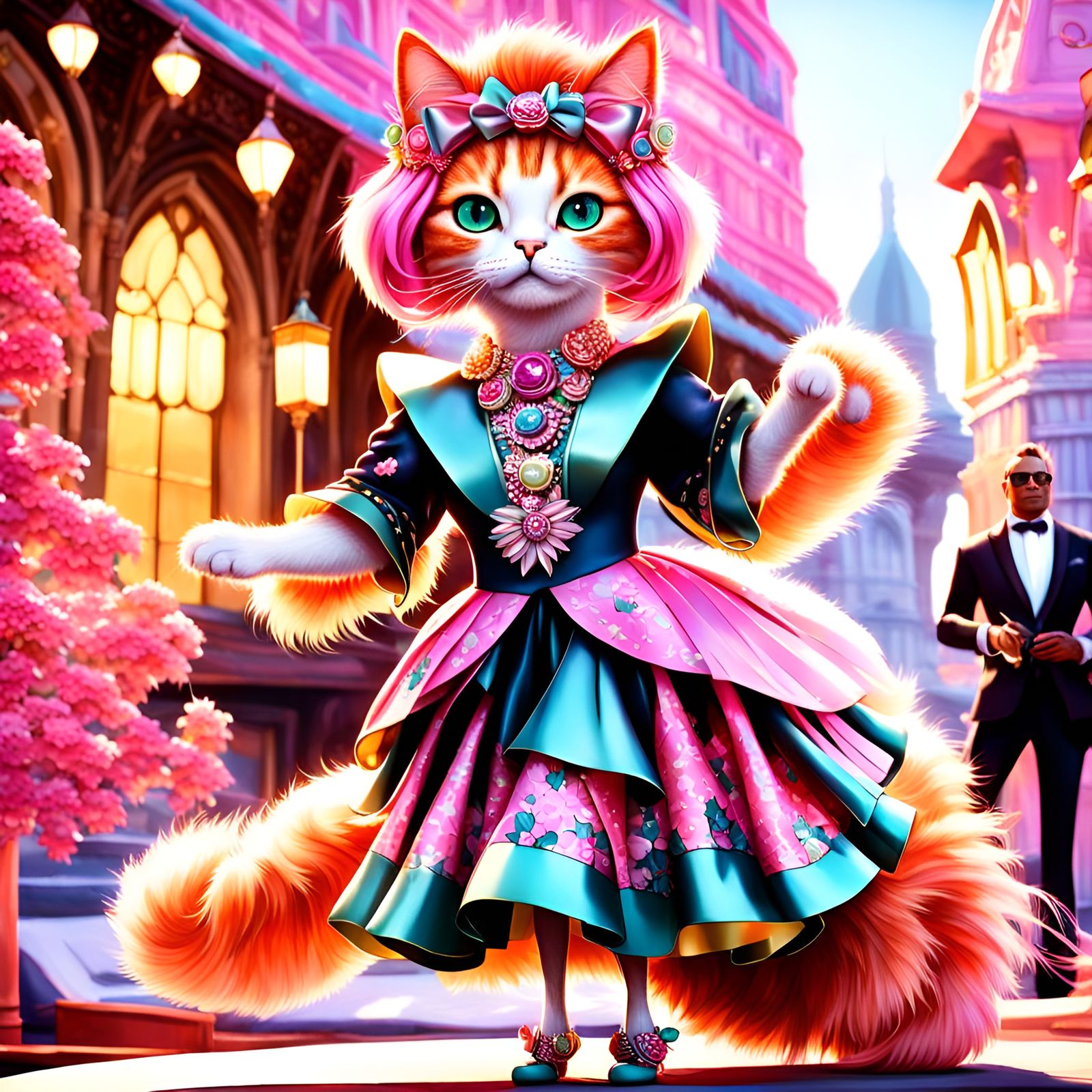 "Bella" Catwalks “Zandra Rhodes” fashion, London.