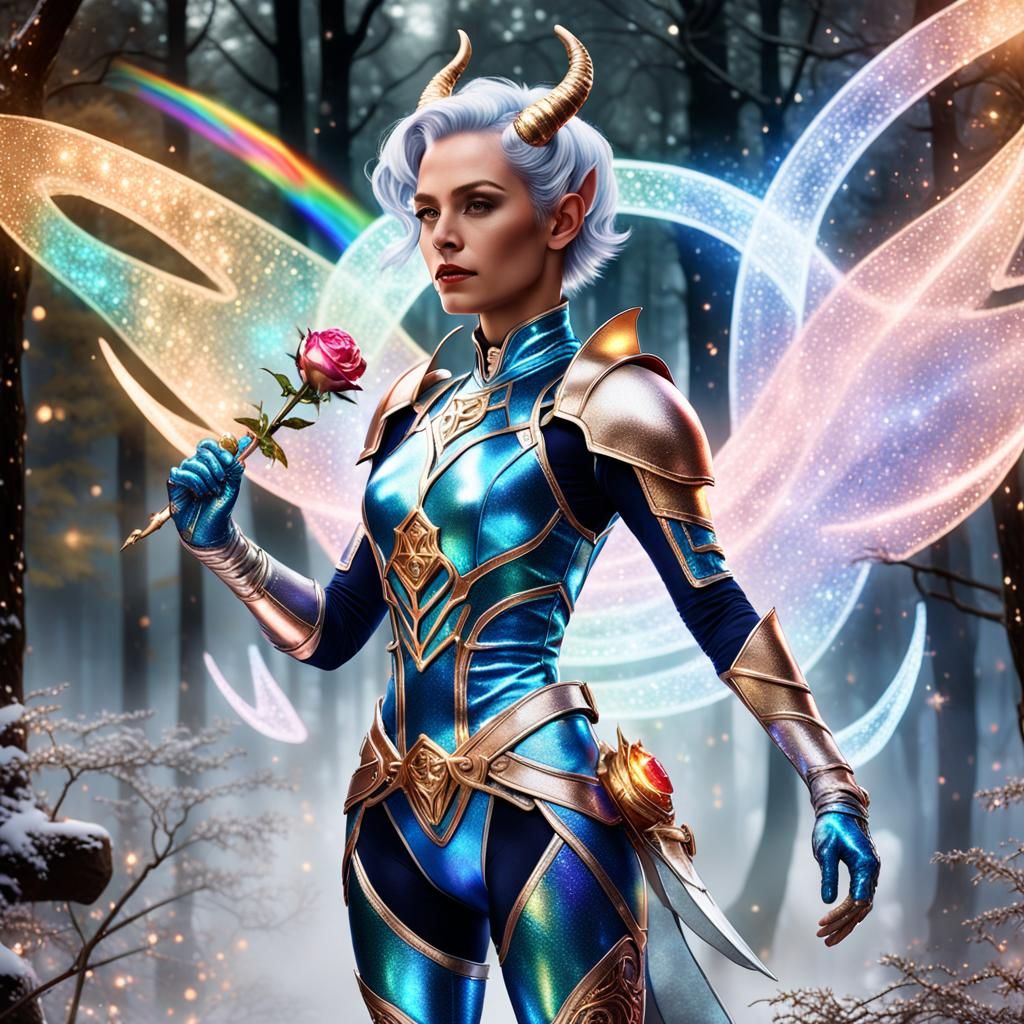 Heroic Tiefling Woman in Anime-Inspired 3D Art