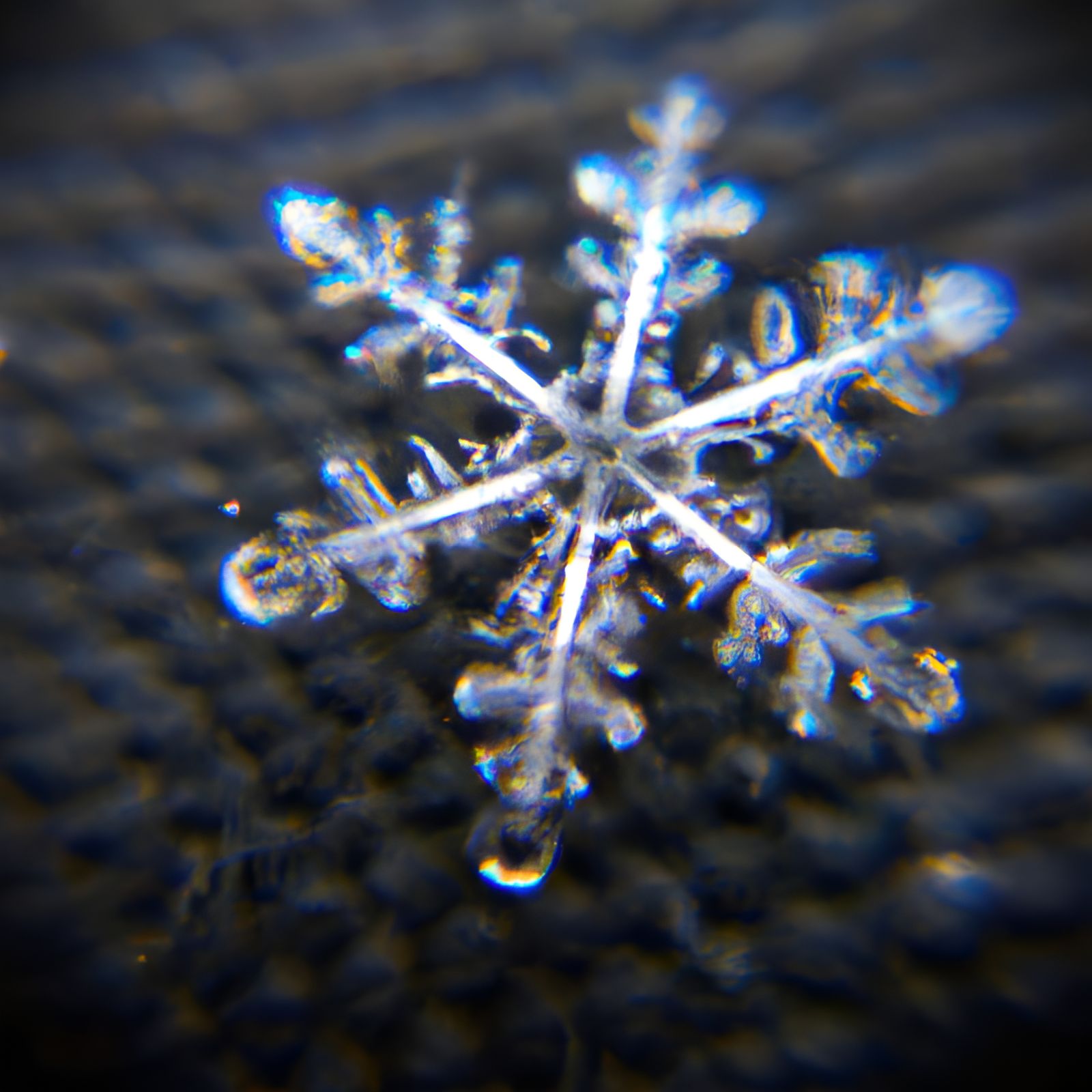 Detailed Microscopic Photograph of a Snowflake
