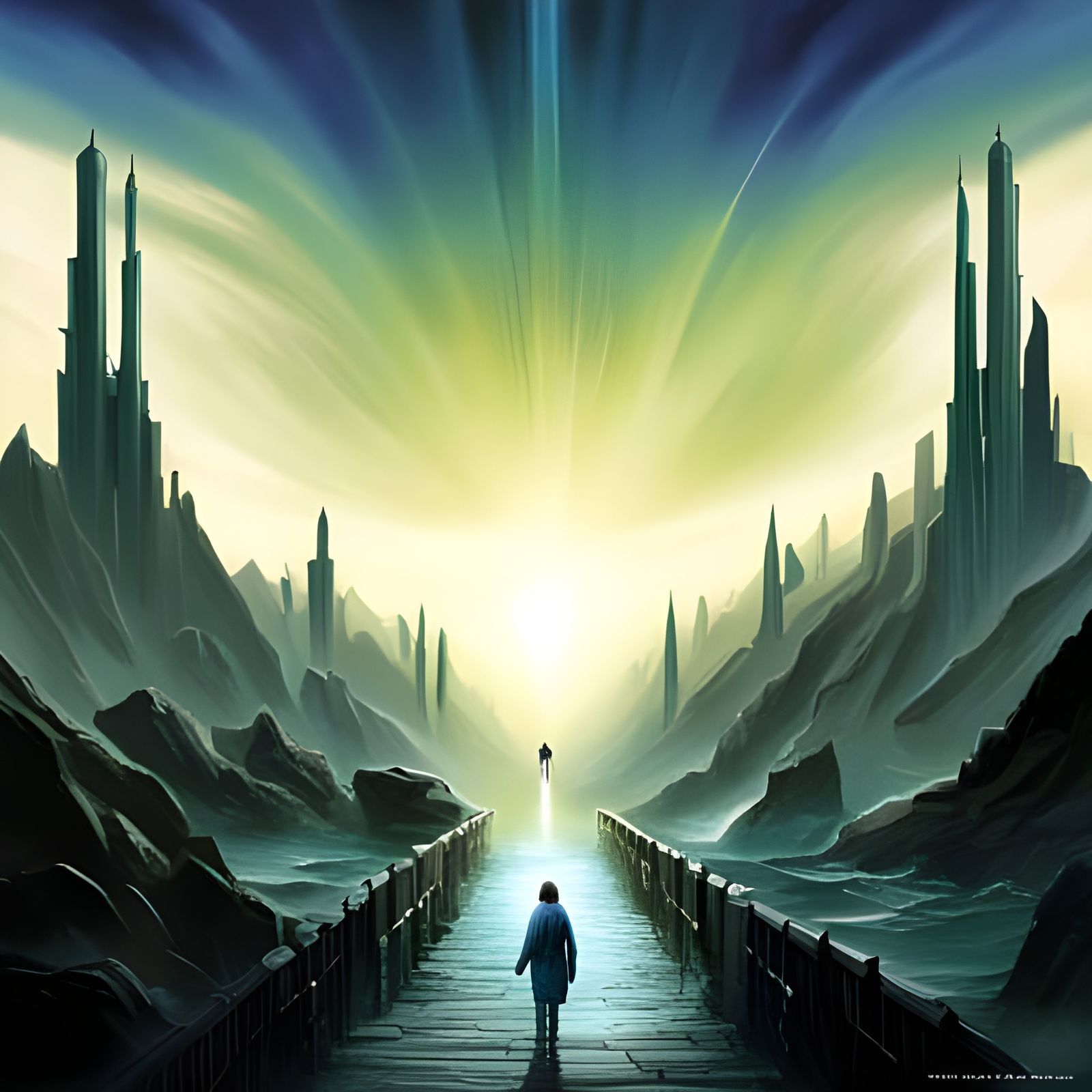 Mystical Open Door with Religious Symbolism