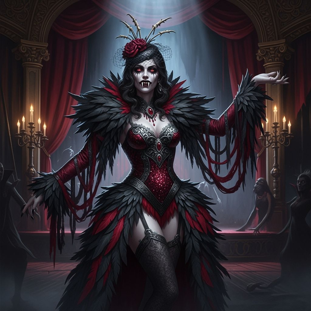 Grimdark Vampire Showgirl on Cabaret Stage