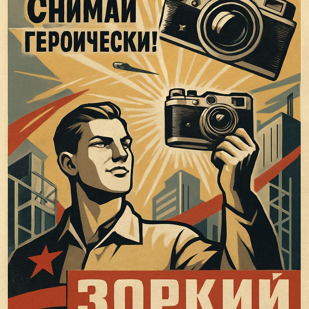 Retro Soviet Propaganda Poster of Zorki Camera