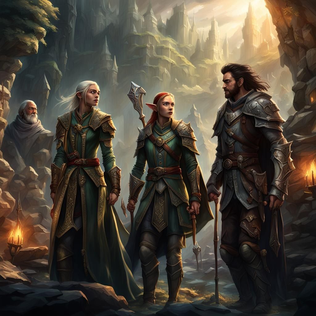 Elven Adventurers Guided by Dungeon Master
