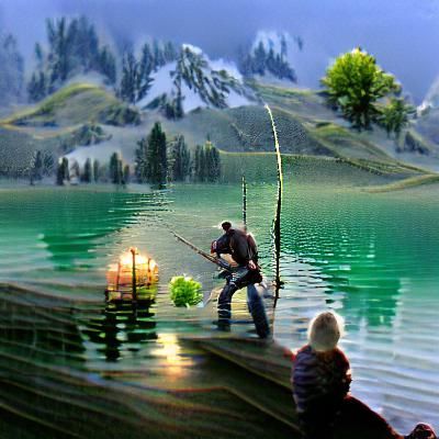 Peaceful Fishing Scene on the Lake