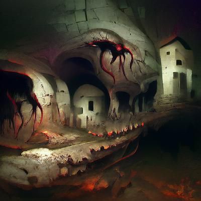 Sinister Catacomb Creatures in Dark Fantasy Style
