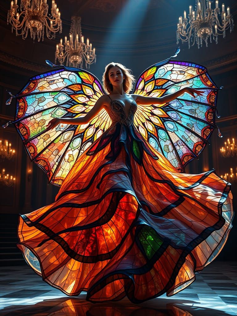 Ethereal Stained Glass Fashion in Art Nouveau Style