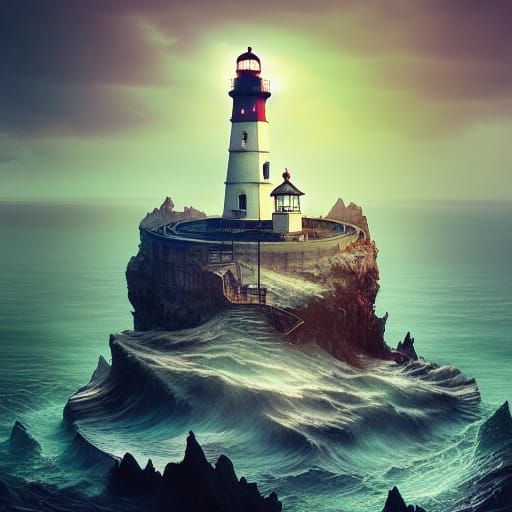 Lighthouse on Floating Island: Digital Matte Painting