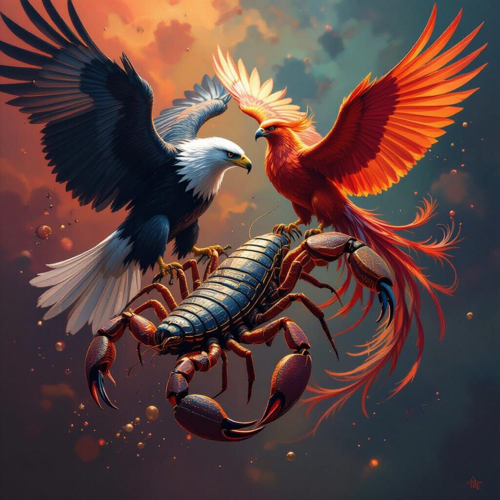 Mythical Hybrid Creature in Hyperrealistic Splash Art