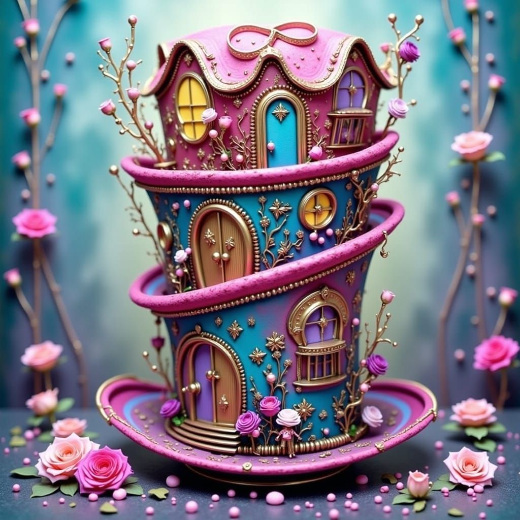 Steampunk Top Hat House in Haute Couture Style