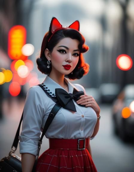 Atomic Age Pin-Up Cat in Digital Matte Painting