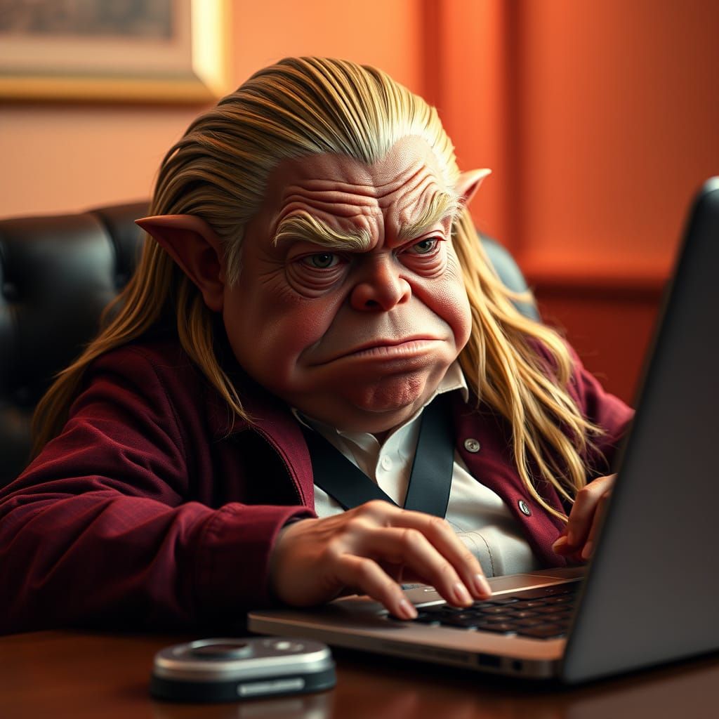 Hyperrealistic Jar Jar Binks as Donald Trump