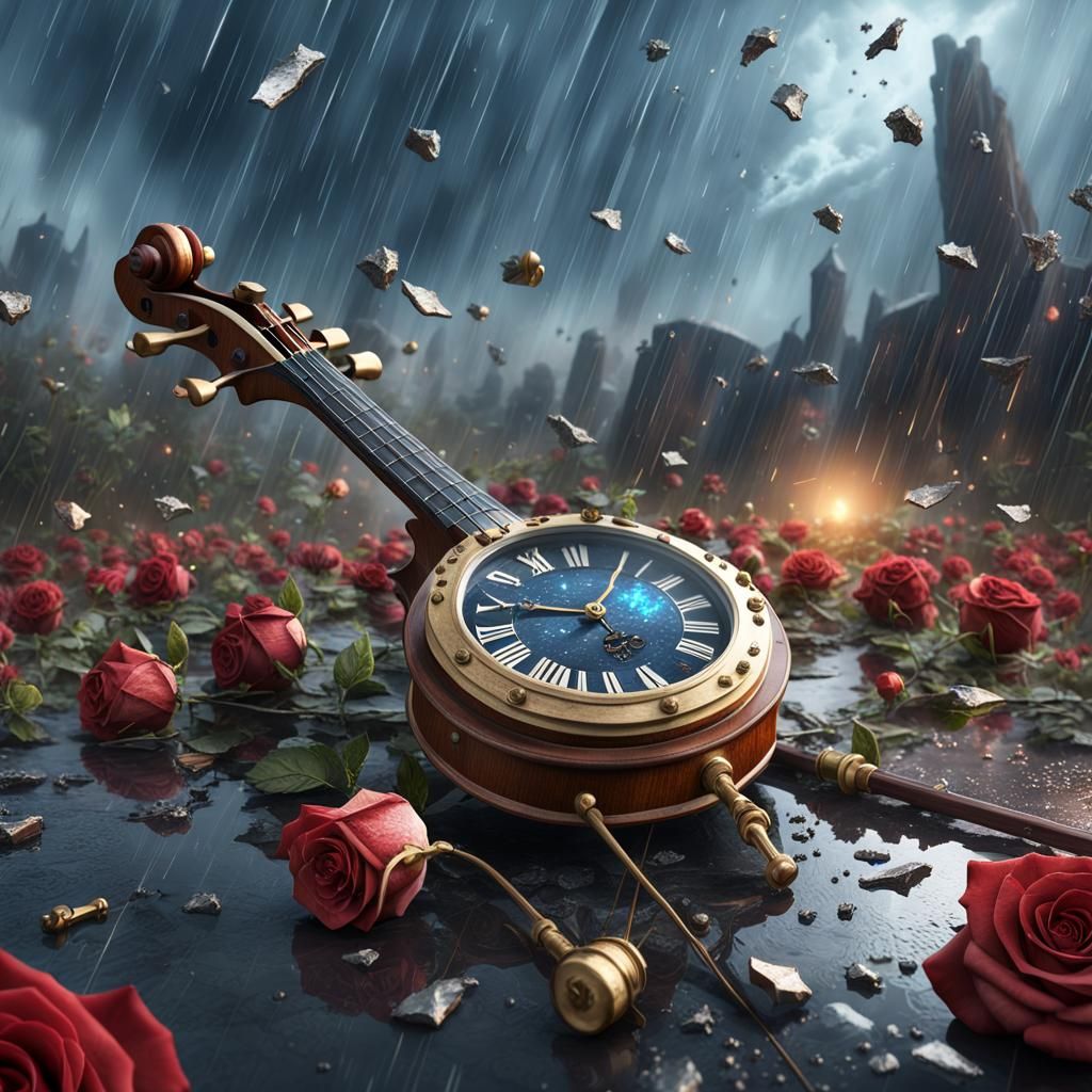 Apocalyptic Time Machine with Violin Hands: Detailed Matte P...