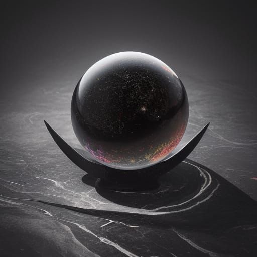 Abstract Black Marble Sphere Oil Painting