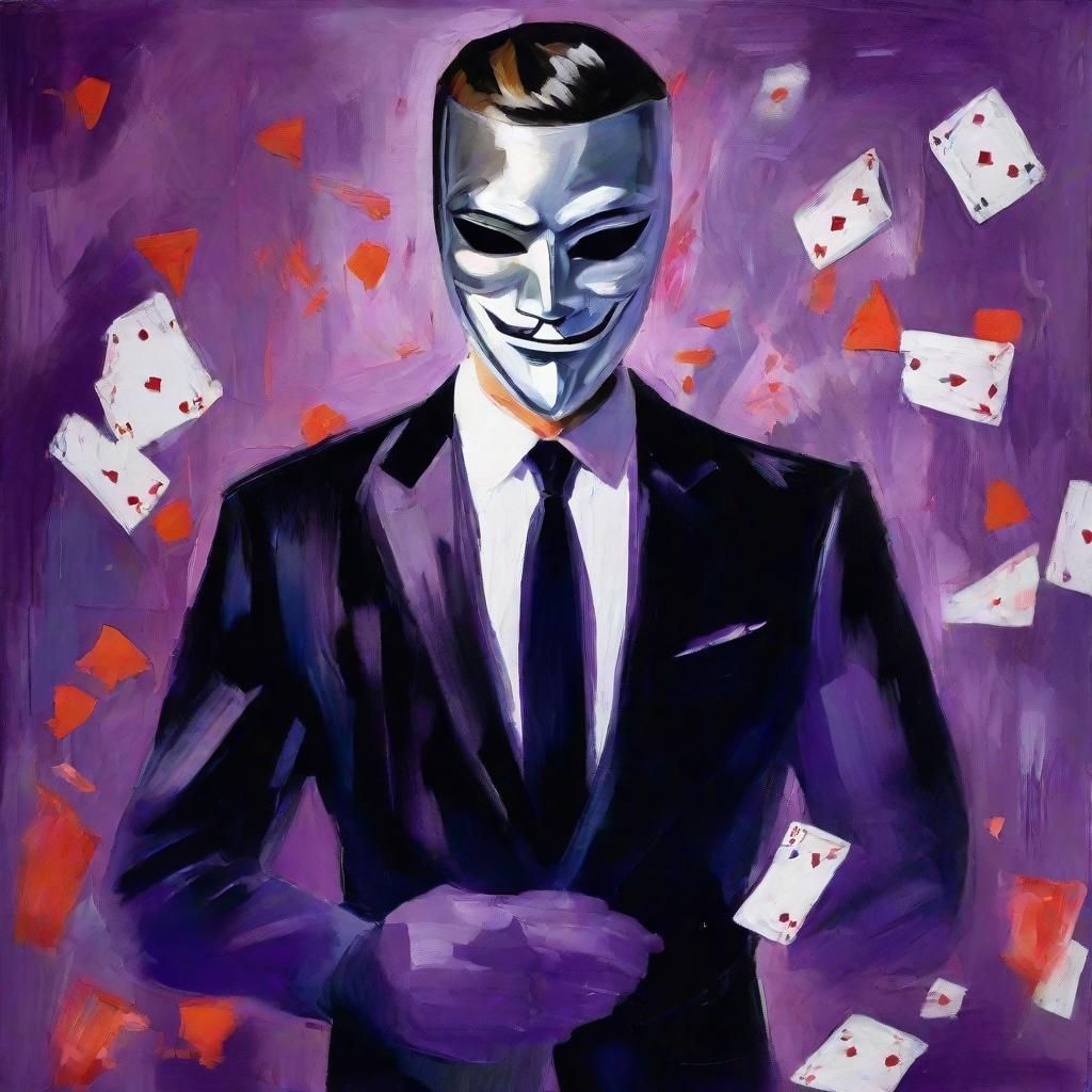 Masked Swordsman: Impressionist Gouache Masterpiece