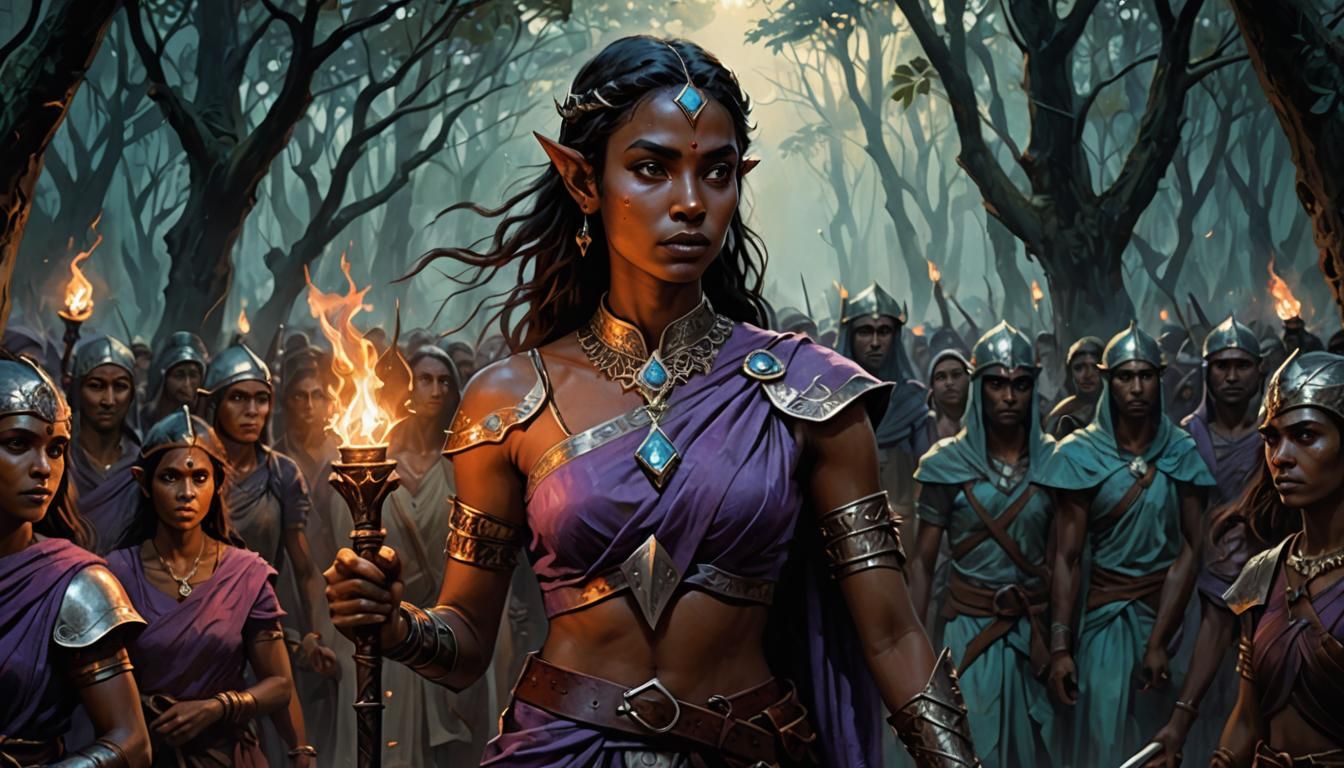 Elven Guard in Dark Wood: Fantasy Portrait