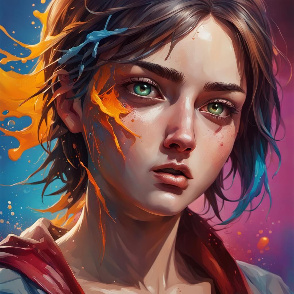 Hyperrealistic Splash Art Portrait with Dramatic Lighting