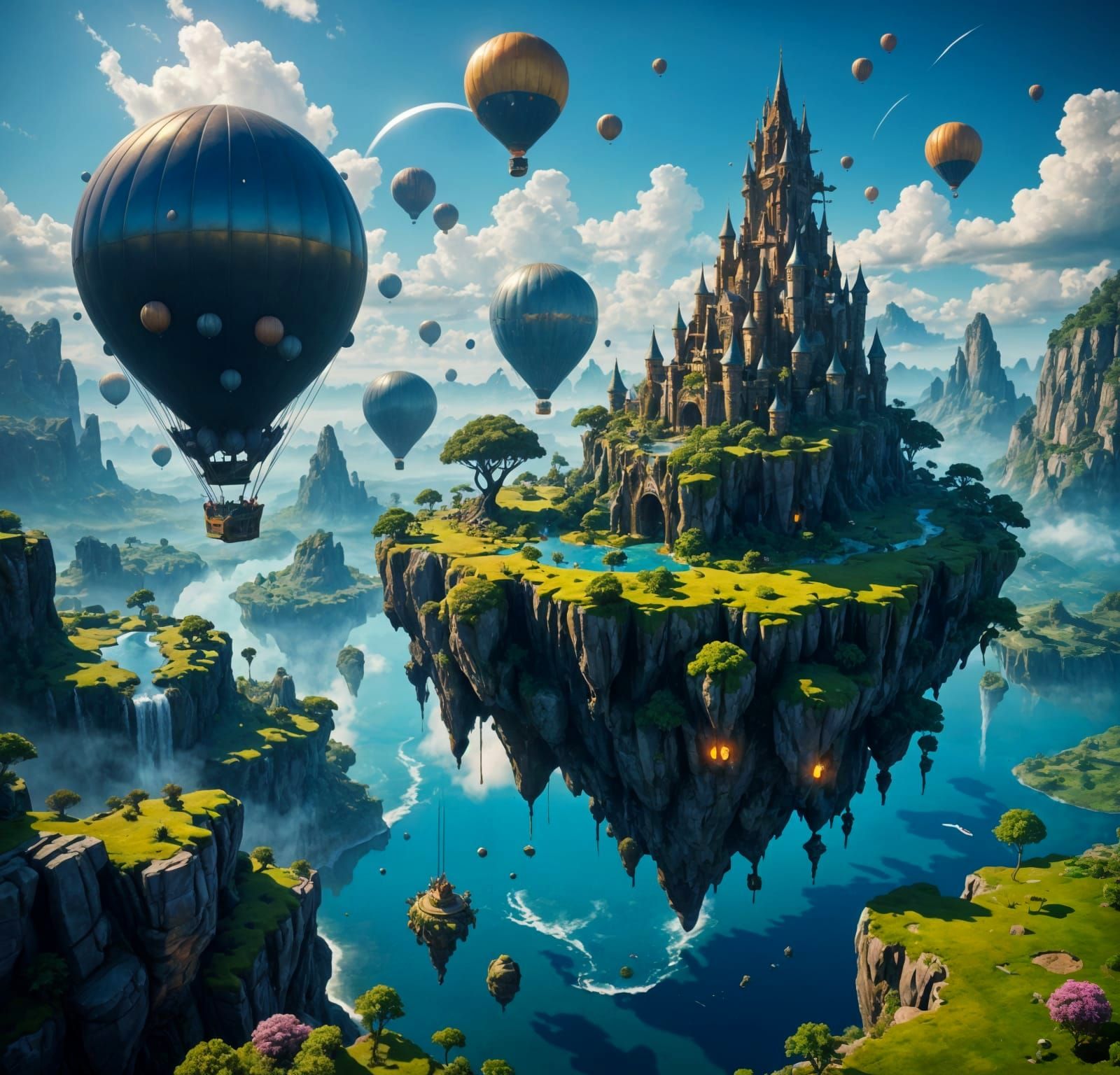 Floating Islands in the Sky: A Fantastical Matte Painting