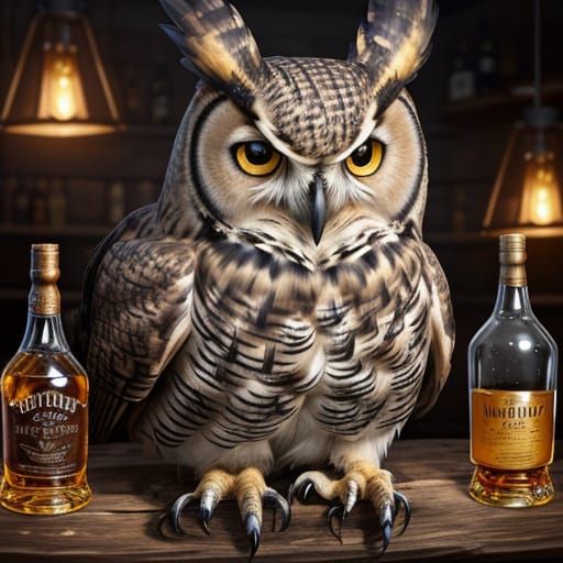 Tipsy Owl: A Colorful Whiskey Still Life