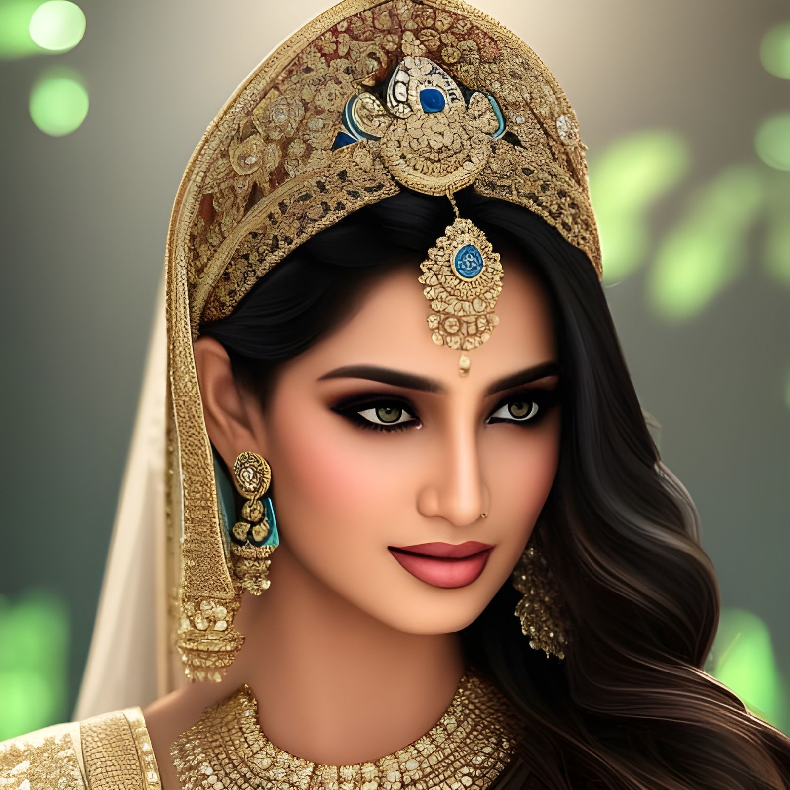 Glamour Portrait of Woman in Pakistani Dress