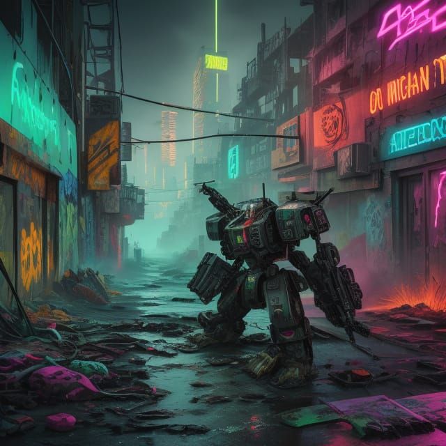 Graffiti Cyberpunk Wasteland Battle Armor