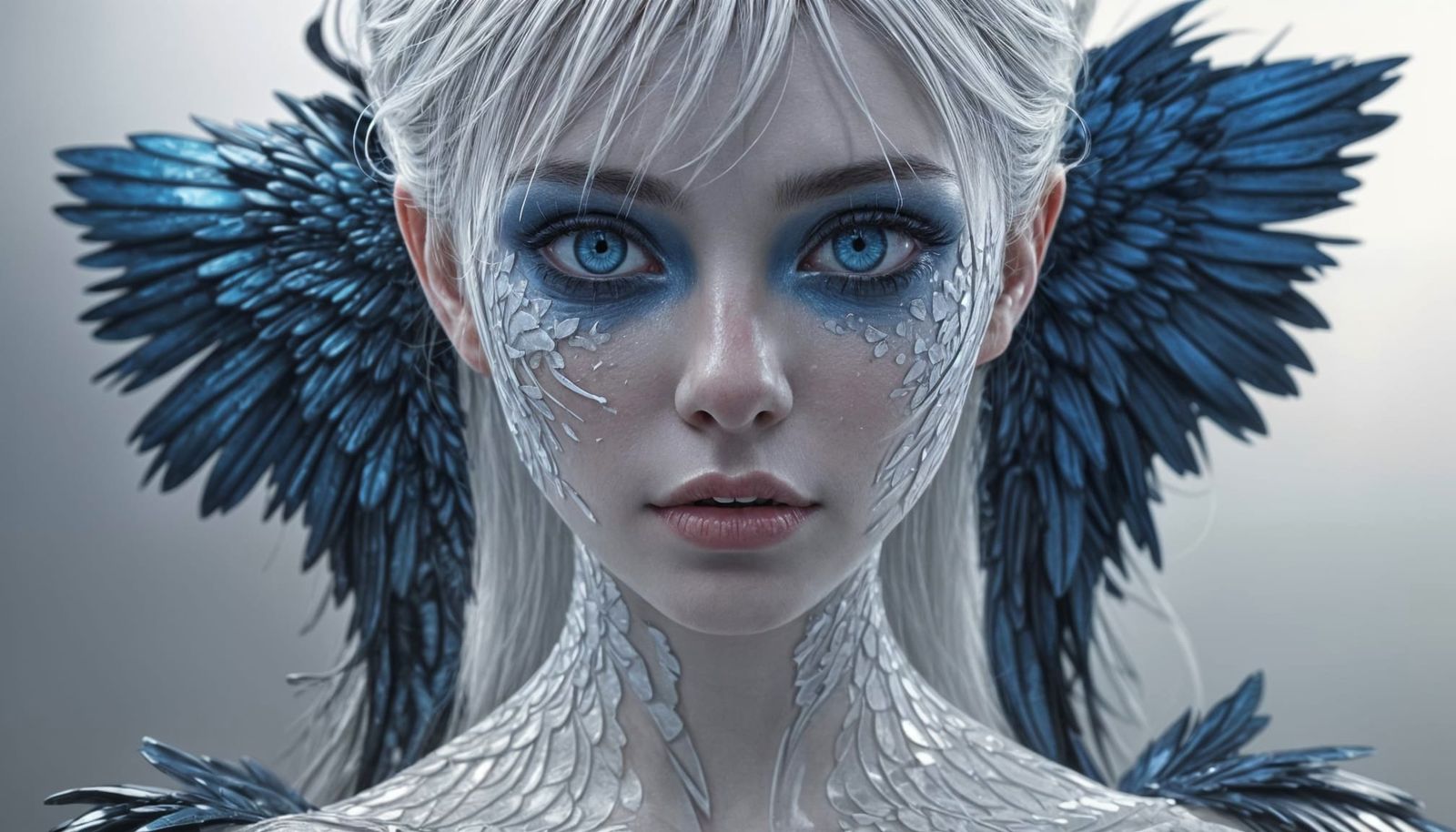 Hyperrealistic mid shot, photo art, octane render, surreal, elegant, holographic, Beautiful female form, large expressiv...