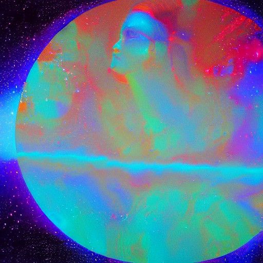 Cosmic Mars Illustration in Mixed Media Style