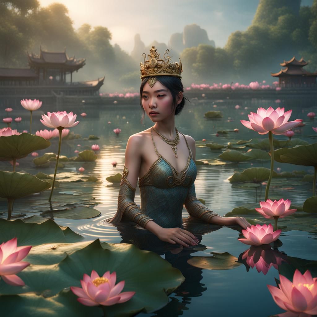 Lotus Mermaid in Early Morning Light