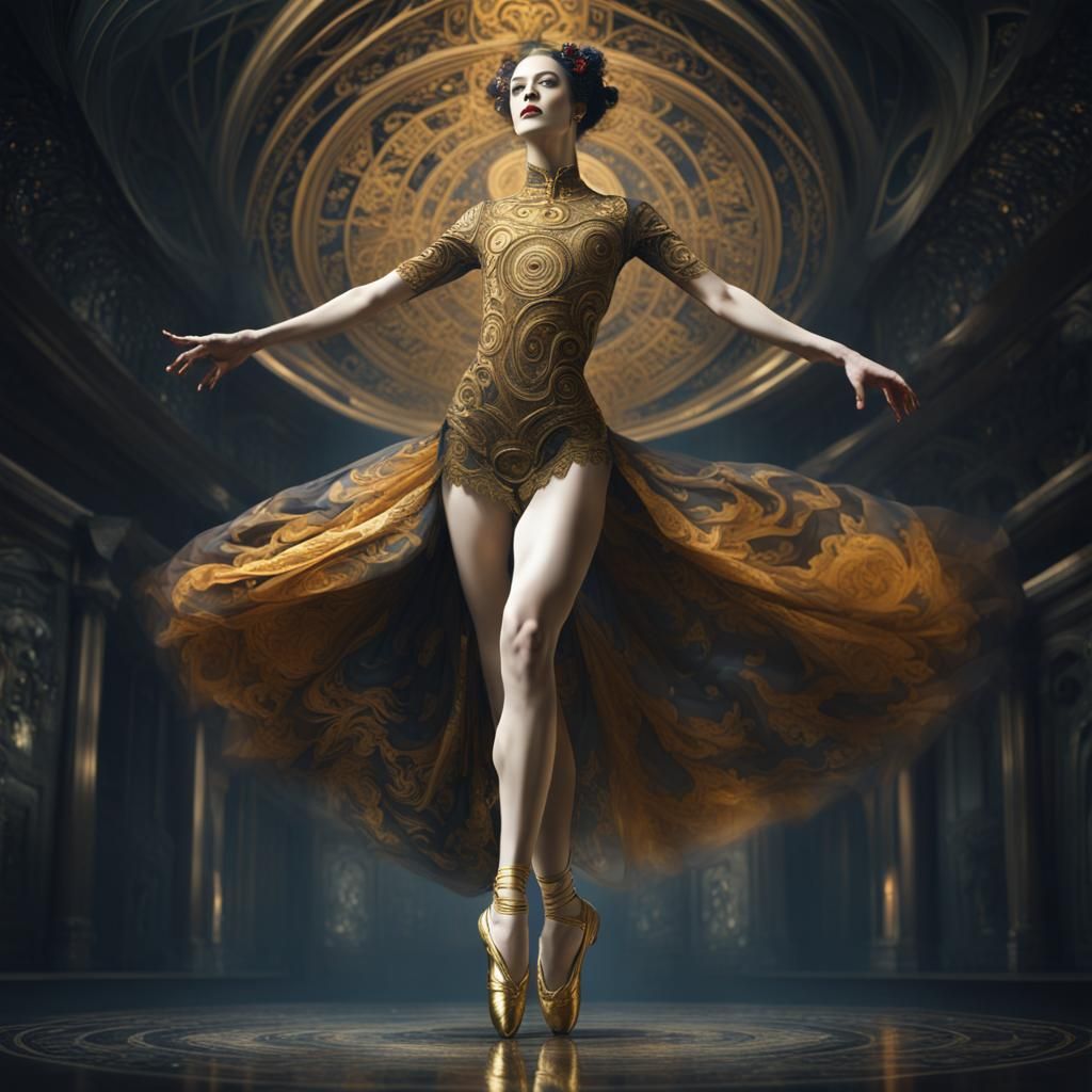 Elegant Dancer in Art Deco Nouveau Style