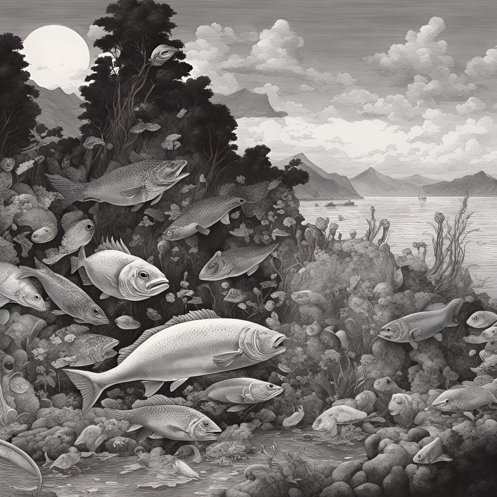 Intricate Japanese Landscape in Hyperrealistic Digital Art