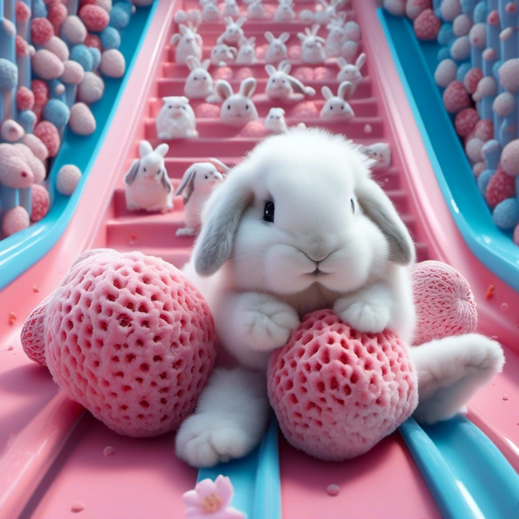 Whimsical Bunnies: Strawberry Slides Adventure