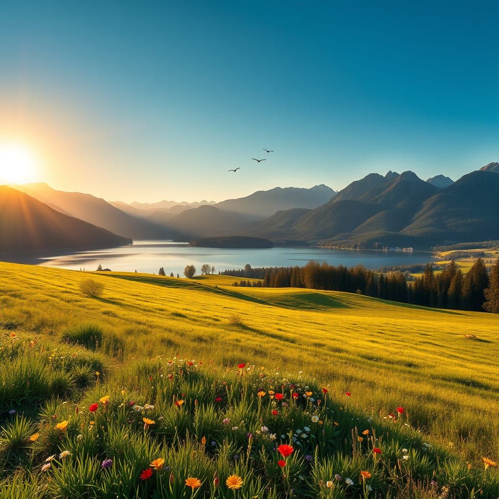 Bird's-Eye View of Serene Meadow Landscape