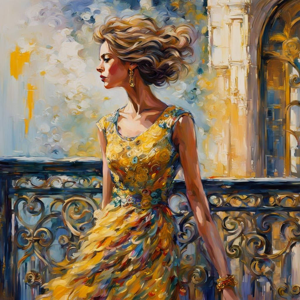 Woman on Balcony in Joan Mitchell Style