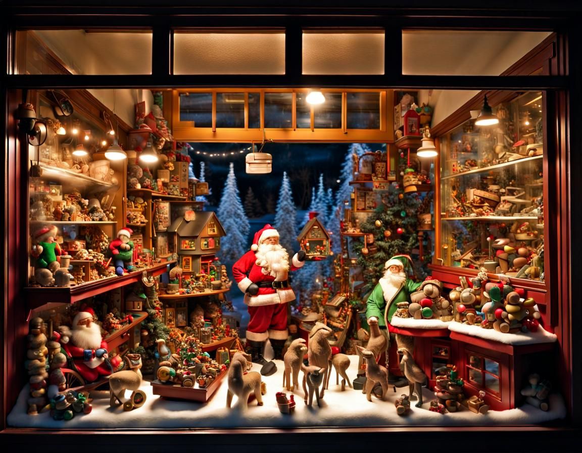 Toy Store Window: Santa's Workshop in Toys