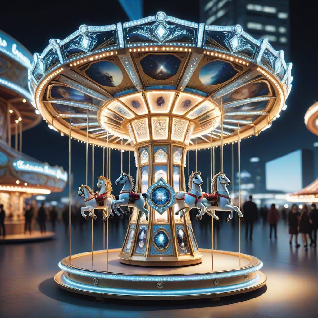 Futuristic Diamond Ring Carousel in Motion