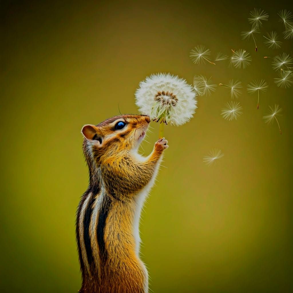 A Chipmunk Seeks Summer's Bounty in Whimsical Scenic Landsca...