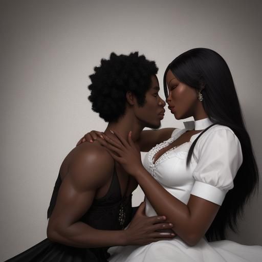 Ebony Romance: An AI-Generated Intimate Scene