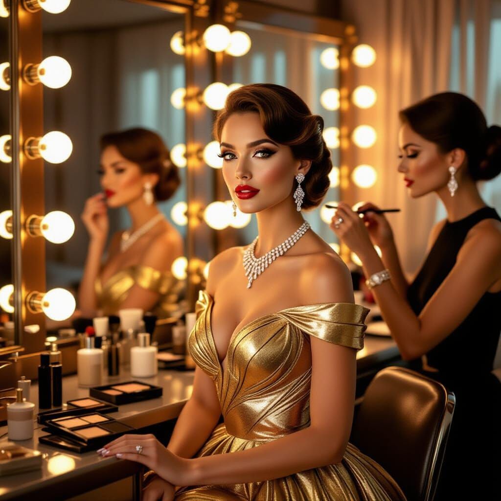 Glamorous Hollywood Actress Styled in Cinematic Light