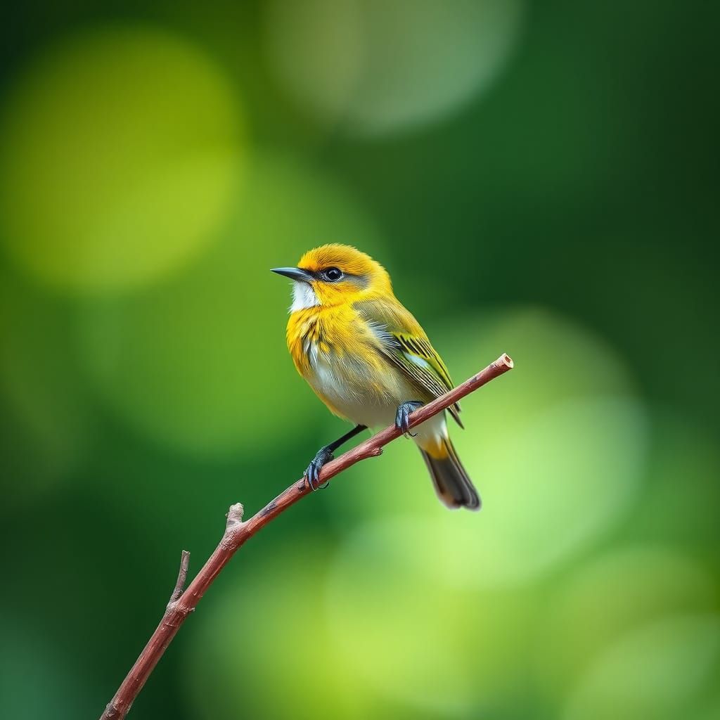A Delicate Green Bird Perched on a Branch