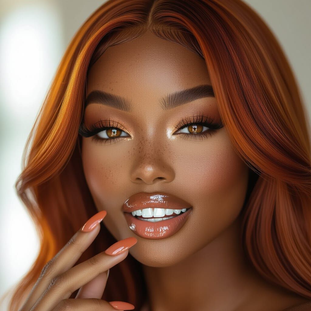 Aries Portrait: Confident Black Woman with Ginger Hair