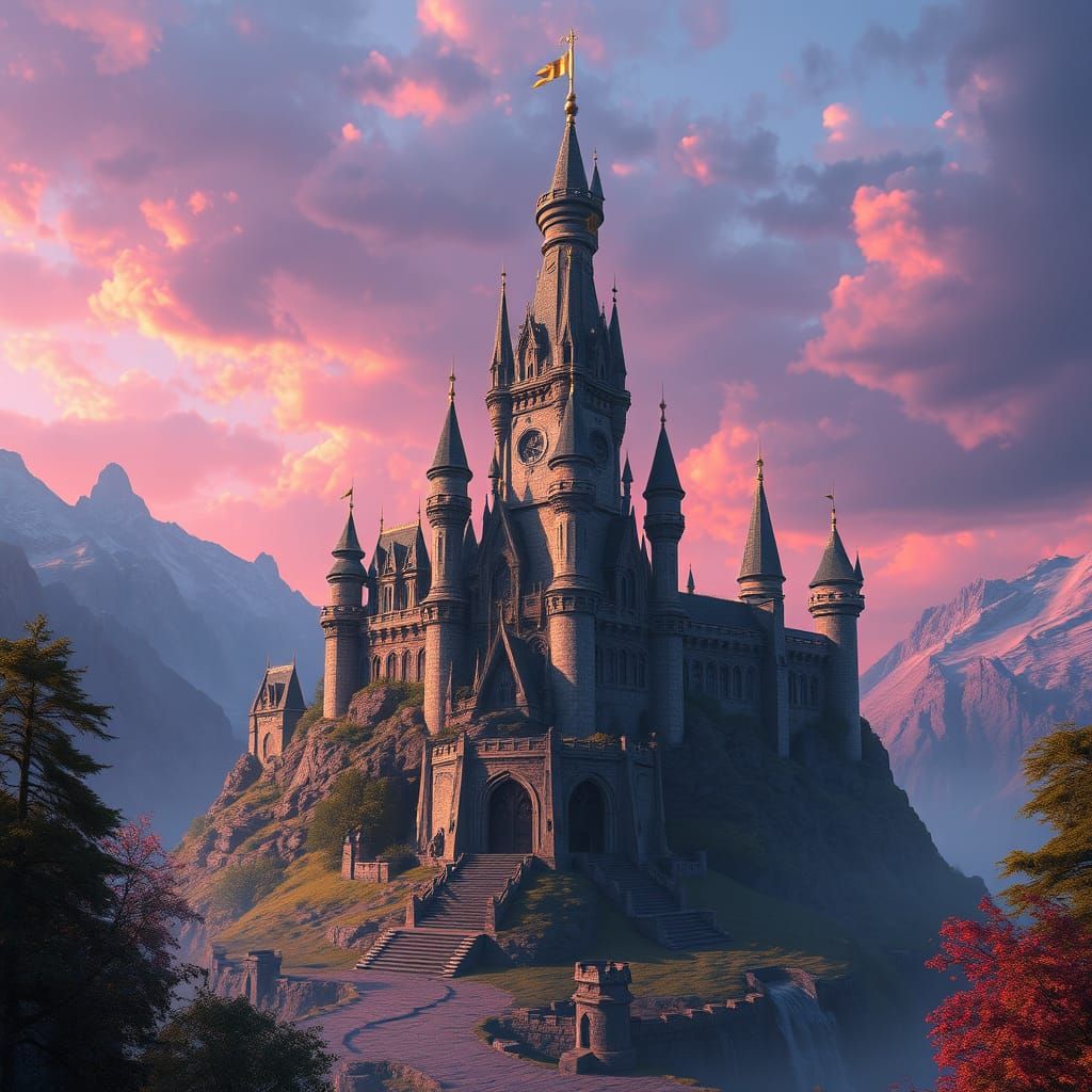 Epic Fantasy Castle in Vibrant Colors