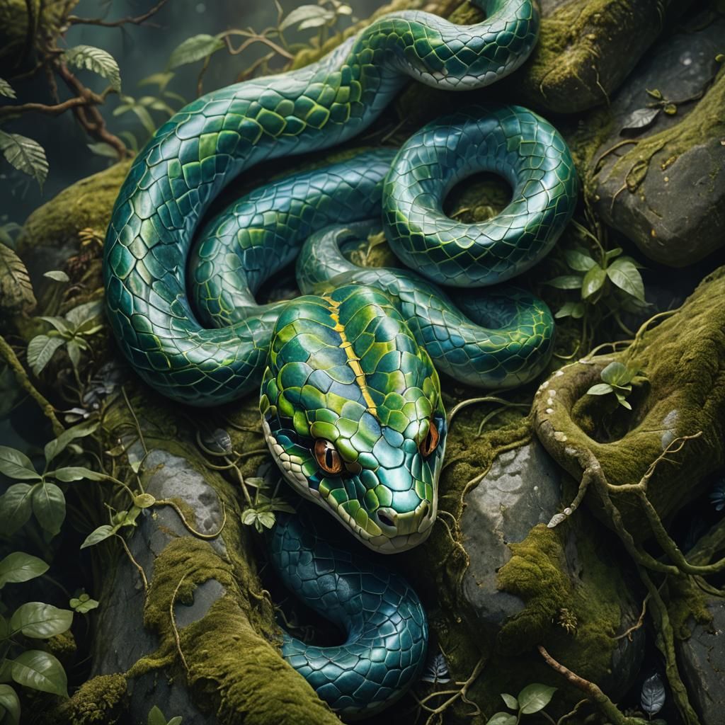 Mythical Multi-Legged Snake on Ancient Stone