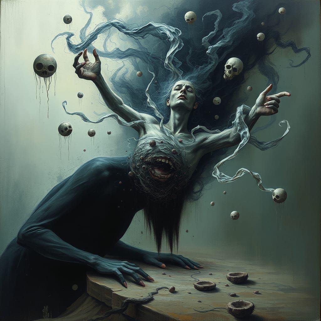 Surreal Brain Drain in Eerie Dreamlike Style